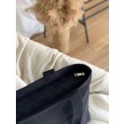 Fekete színű öko-velúr shopper táska pamut vállpánttal és elülső cipzáras zsebbel