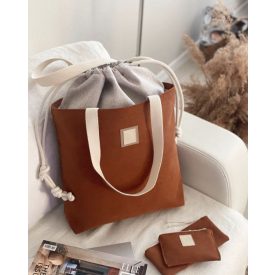 Brittas Aurora 06 barna bézs válltáska elölnézet